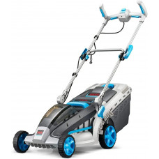 FDGSD Cortacésped eléctrico inalámbrico, Ancho de Corte de 40 cm, Altura de Corte Ajustable, con batería y Cargador, Manillar Plegable, Control fácil, Caja de césped de 40 litros, batería de Litio