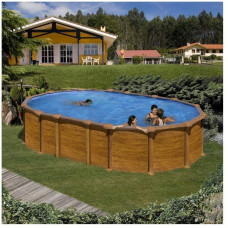 Gre KITPROV6188WO Amazonia - Piscina Elevada Ovalada, Aspecto Madera, 610 x 375x 132cm 