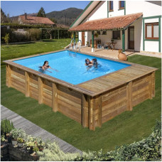 Gre Piscina Rectangular Madera Evora Plus 620X420X136 cm 