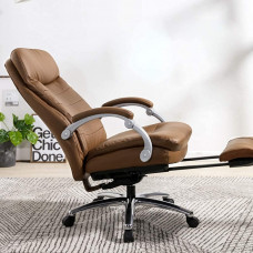 HZYDD Silla reclinada del Presidente Silla ejecutiva,Silla de Ordenador de Oficina ergonómica,Silla de Giro del Estudio en el hogar (Color:marrón)