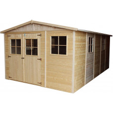 TIMBELA Cobertizo de Madera para jardín - 324x516cm/15m2 Cobertizo de Madera Natural - Taller de Jardín - Bicicleta, Almacenamiento de Herramientas M337 TIMBELA Cobertizo de Madera para jardín - 324x516cm/15m2 Cobertizo de Madera Natural - Taller de Jardín - Bicicleta, Almacenamiento de Herramientas M337