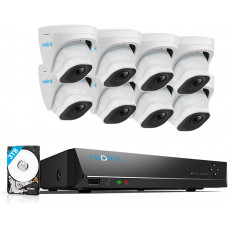  Reolink 4K 16CH PoE Sistema de Cámara Vigilancia, 8pcs 8MP Detección de Personas/Vehículos Cámaras IP PoE Exterior, 4K NVR con 3TB HDD 24/7 Grabación Vision Nocturna Agudio, RLK16-820D8-A 